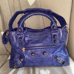 Balenciaga Purple Motocross Giant City Bag